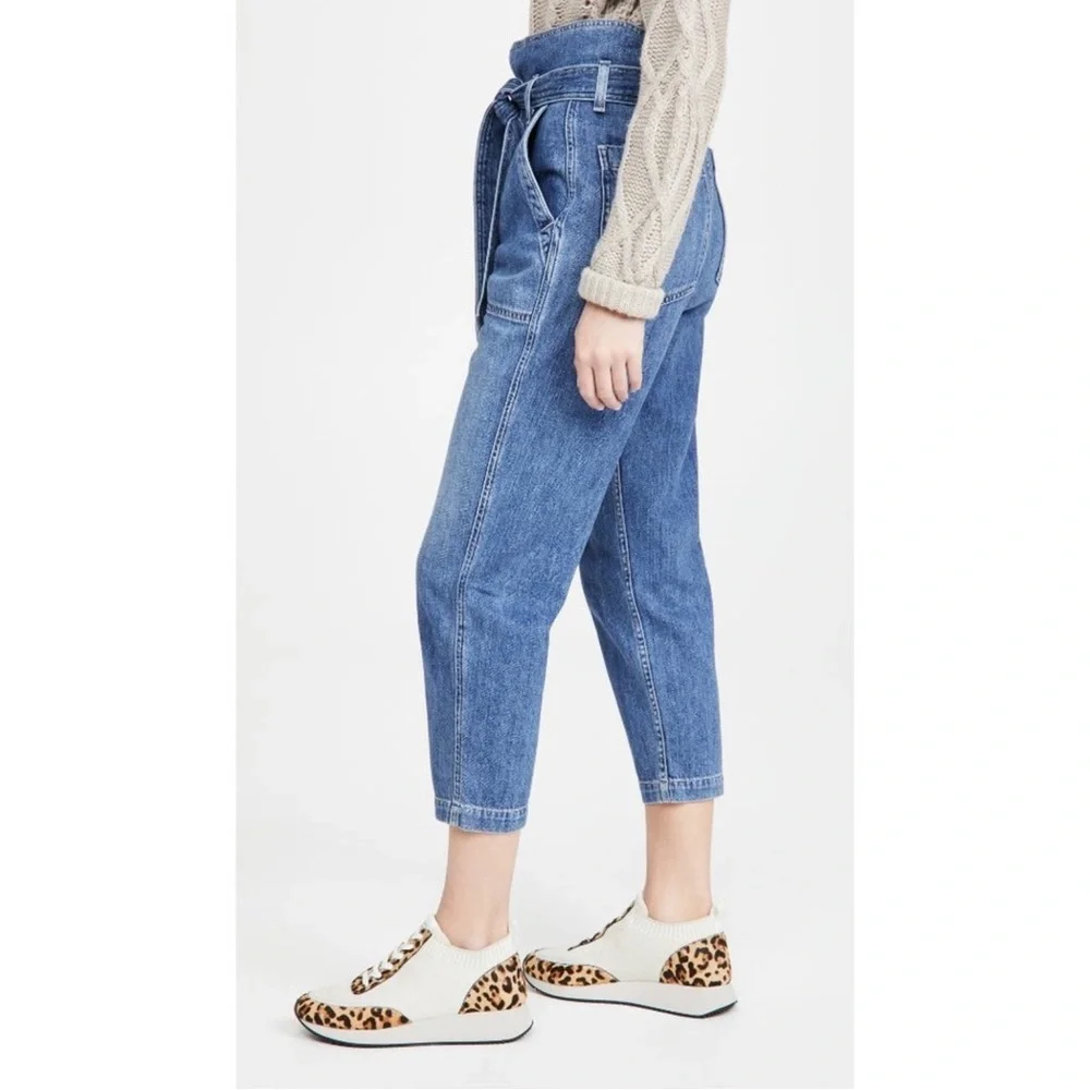 CITIZENS OF HUMANITY Noelle Belted Cargo Jeans High Waist Crop Blue Size 27 - Picture 3 of 16